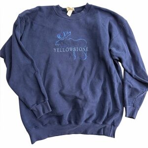 Vintage Yellowstone Moose Graphic Crewneck Fred Harvey Trading Company Large